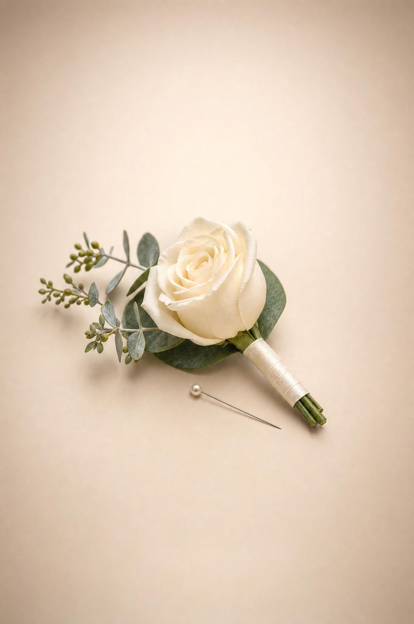 Example of a boutonniere from the Cindy's Flowers collection: what the item is, not a product at the price beside it.